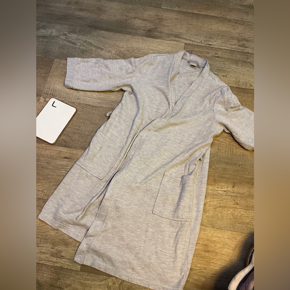 Waffle Material Robe Large Grey